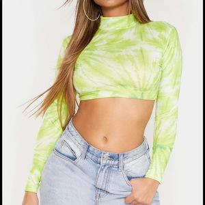 Pretty Little Thing Neon Lime Crop T - M